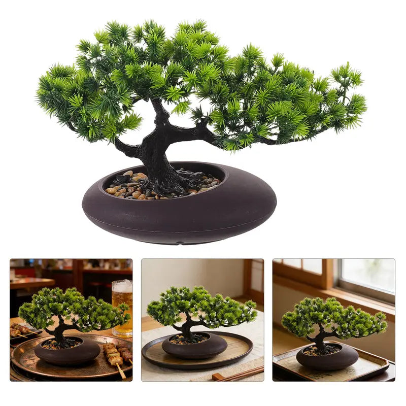 Artificial Bonsai Tree for Sushi Plate Decor - Faux Japanese Pine Tree in Pot