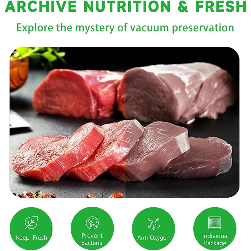 Reusable Vacuum Food Storage Bags Set - BPA-Free Food Preservation Bags