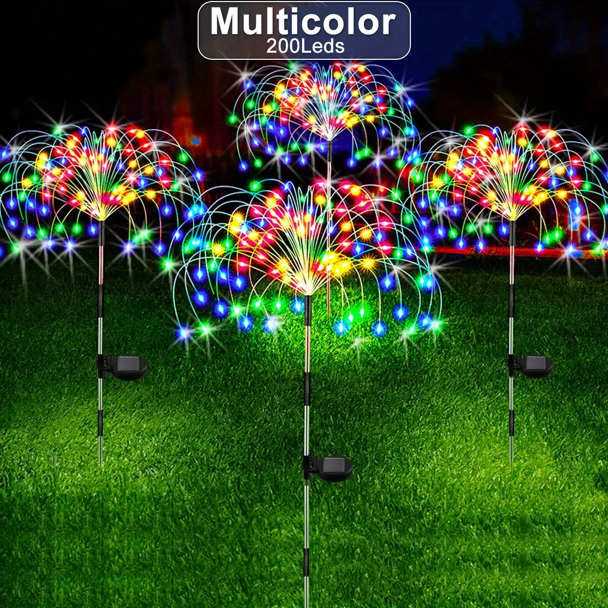 Solar Fireworks String Lights Outdoor Holiday Garden Patio Decorations