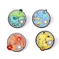 4-Piece Pokemon Enamel Pins Set - Anime Pikachu Bulbasaur Charizard Badge Brooch