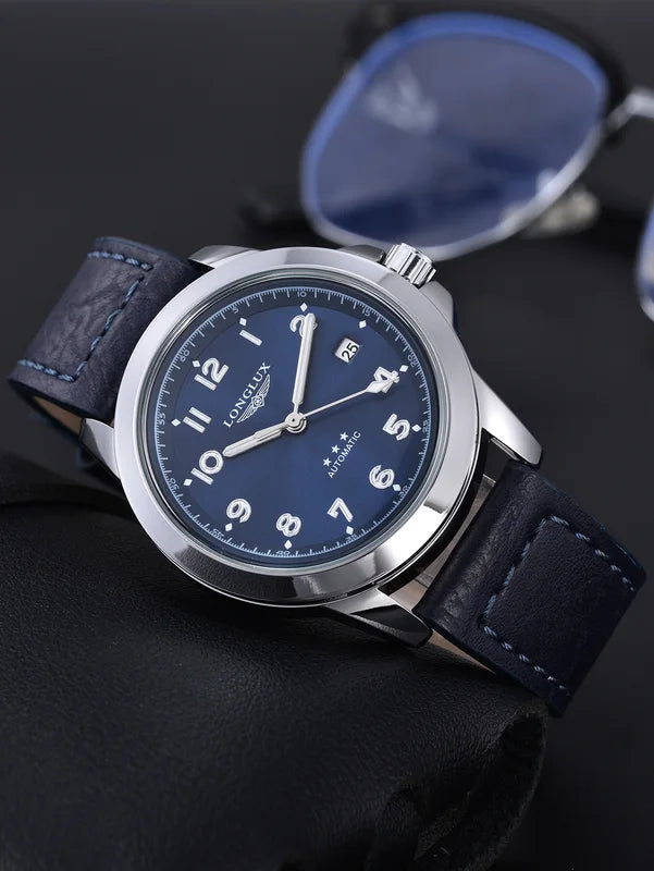 Men's Automatic Mechanical Pilot Watch Waterproof Luminous Leather Strap Classic Business