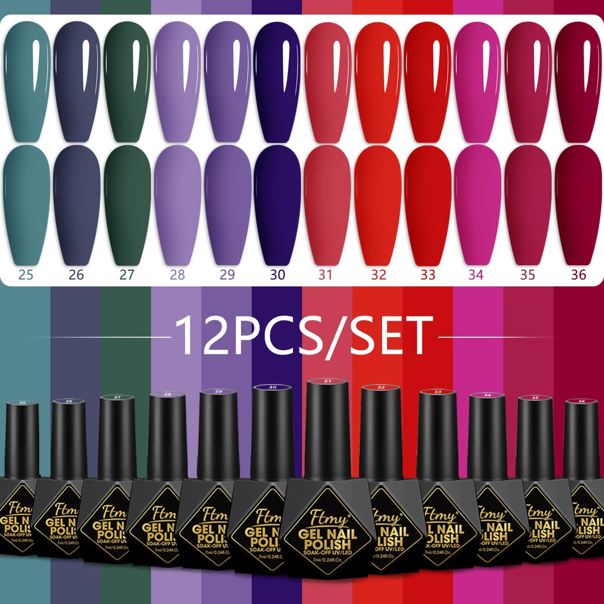 12-Piece Gel Nail Polish Set for Manicure & Nail Art - Spring & Summer Colors