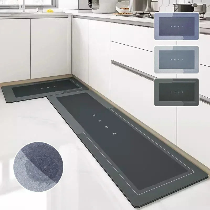 Diatomite Kitchen Rug Non-slip Absorbent Floor Mat for Entrance, Living Room & Bathroom