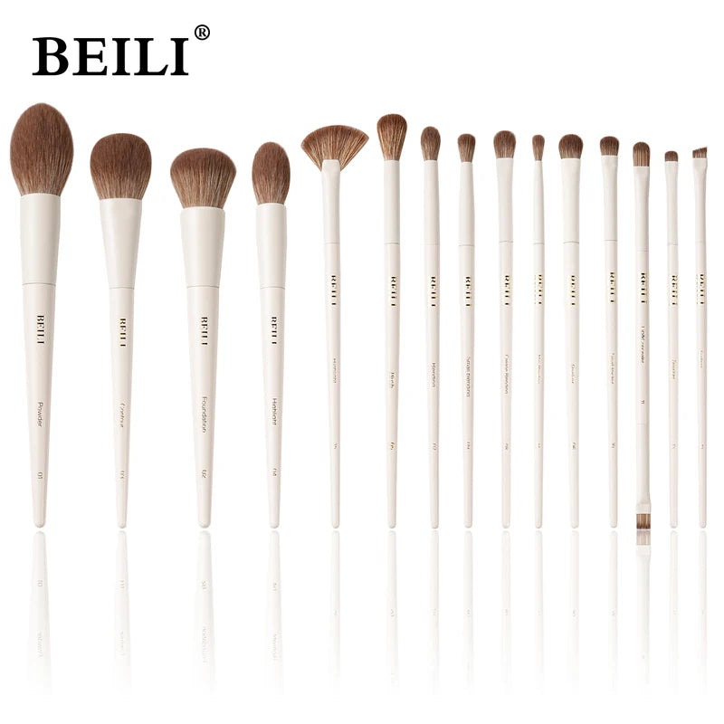 15-Piece Synthetic Makeup Brush Set with Storage Bag - Foundation Eyeshadow Blush