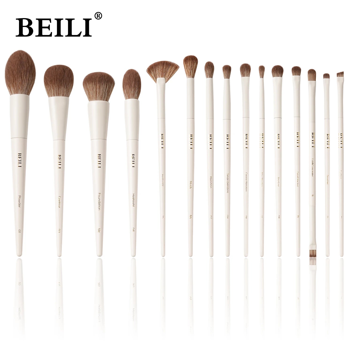 15-Piece Synthetic Makeup Brush Set with Storage Bag - Foundation Eyeshadow Blush