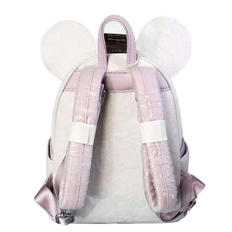 Cute Mickey and Minnie Floral Cat Mini Backpack for Women - Double Shoulder Bag Purse
