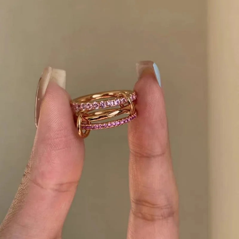 Pink Diamond Gold Ring - Personalized High-End Versatile Jewelry