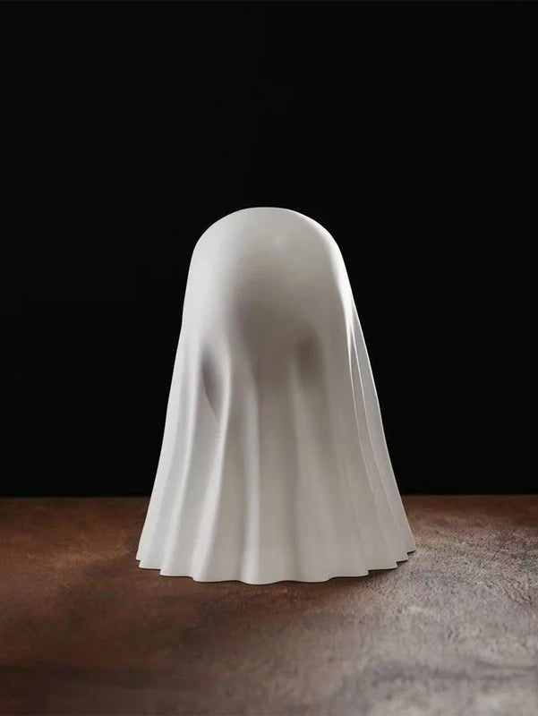 Halloween Ghost Statue - Cute & Terrifying Middle Finger Ghost Decor, Small Resin Figurine