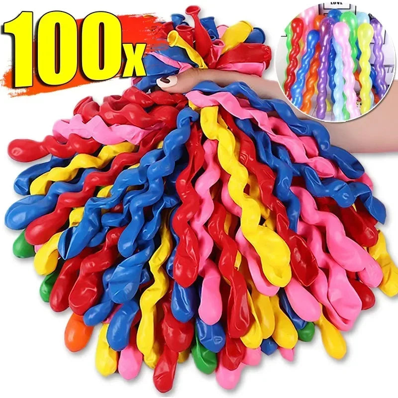 100Pcs Latex Spiral Balloons for Party Decorations - Long Twisted Balloons for Weddings, Birthdays & Christmas