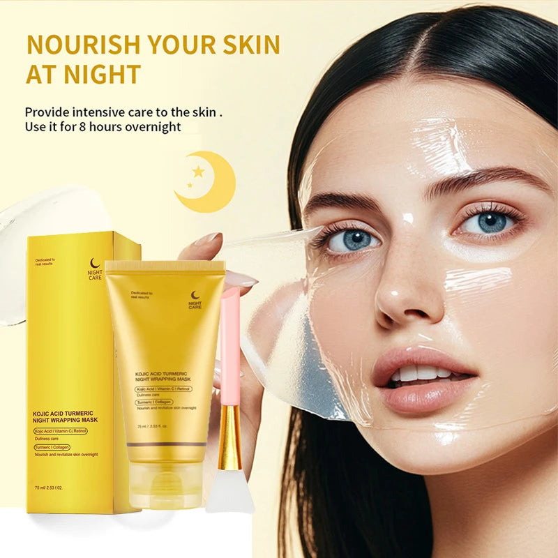 Kojic Acid Turmeric Night Facial Mask - Brightening, Oil Control & Moisturizing Peel-Off Treatment