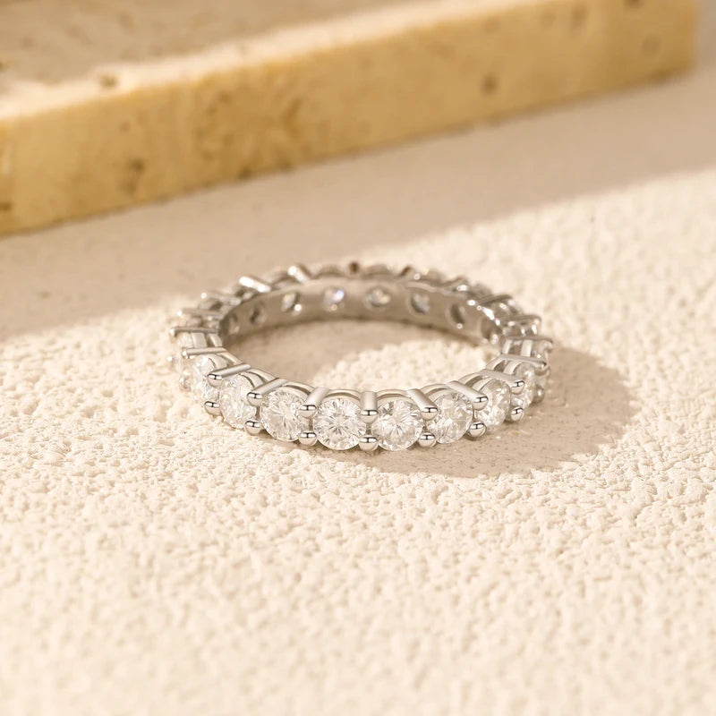 D Color Moissanite Eternity Band Ring 925 Sterling Silver Stackable Jewelry for Women