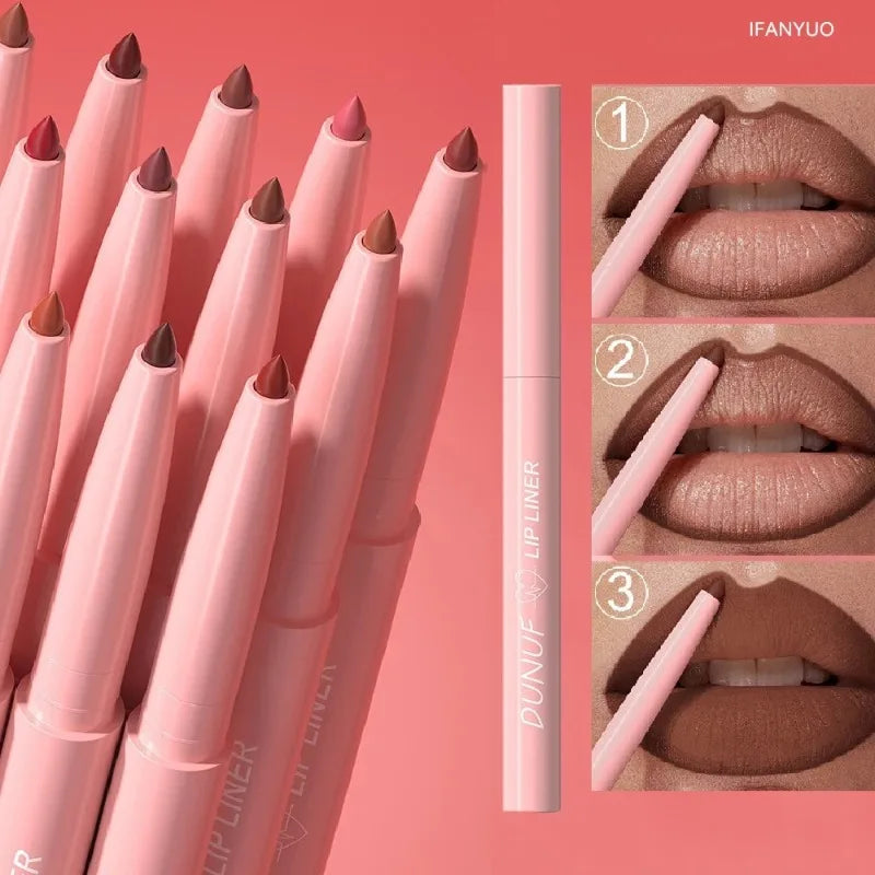 12-Color Lip Liner Set Waterproof Matte Lip Contour Pencils for Precise Definition
