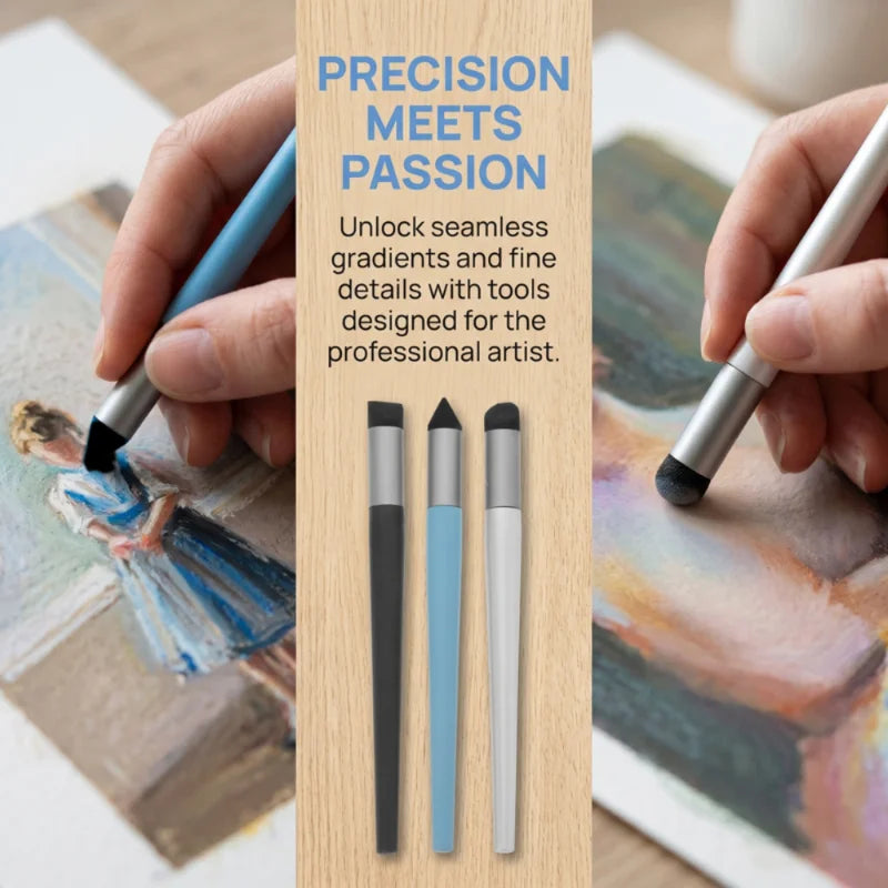 Professional Oil Pastel Blending Stump Set - Soft Sponge Art Tools for Blending & Detailing