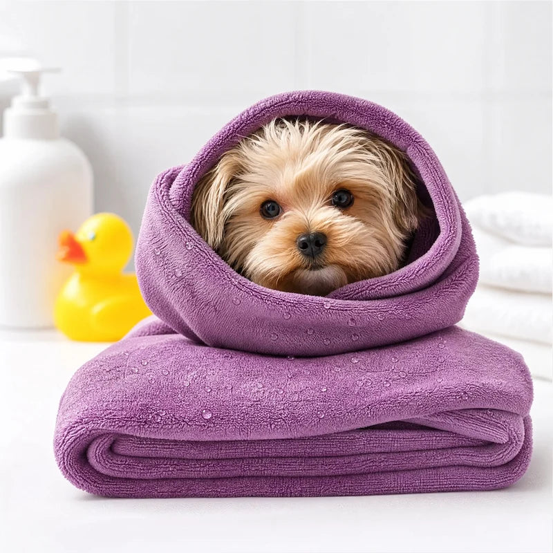 Microfiber Pet Absorbent Towel – Soft, Quick-Drying Dog and Cat Bath Towel