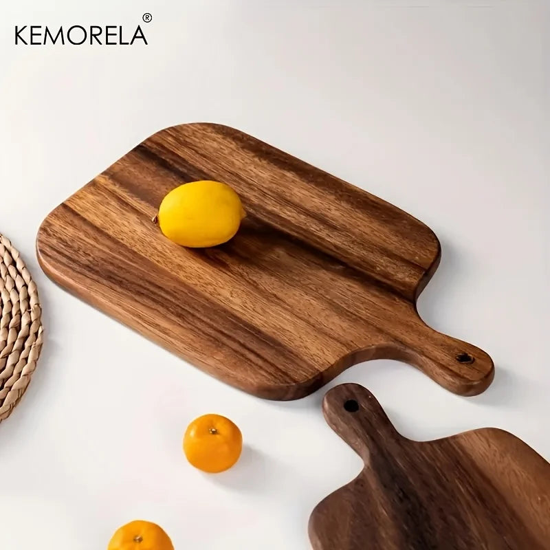 Wooden Cutting Board with Handle for Fish Cheese Bread Fruits Vegetables - Food-Safe Durable Kitchen Tool