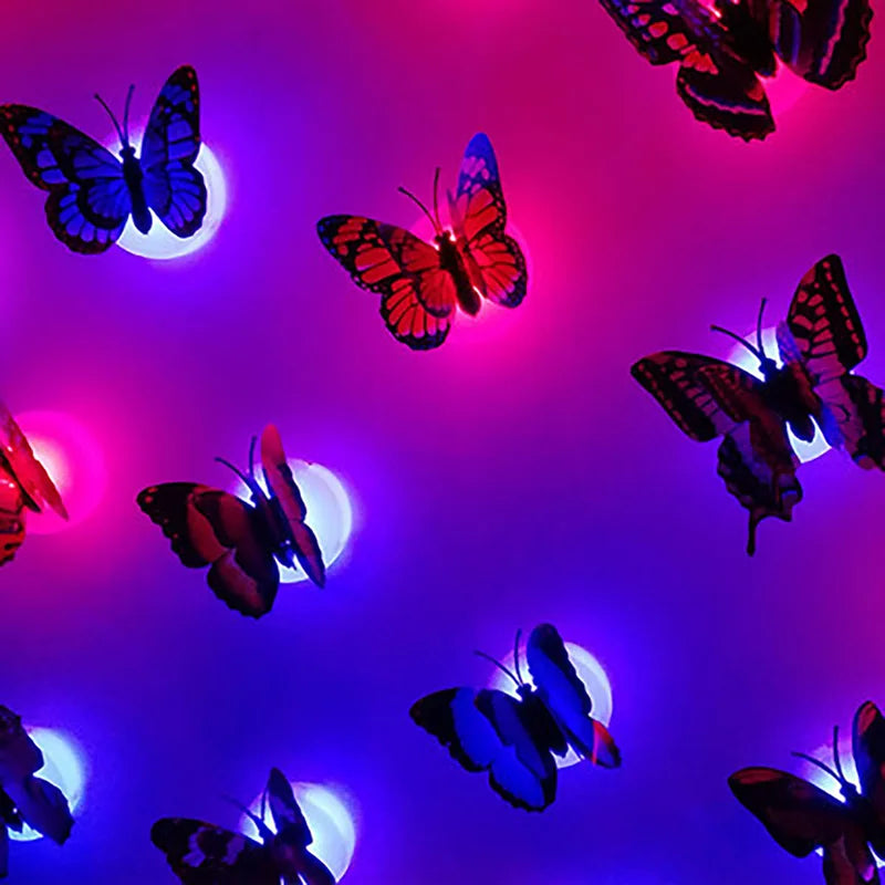 3D Butterfly LED Night Light Decor for Garden Lawn Party - 10pcs