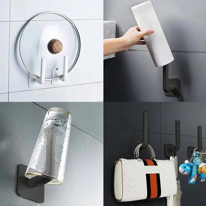 Strong Adhesive Hook Set 2/4/6PCS No Punching Wall Mount Sticky Hooks for Home Organization
