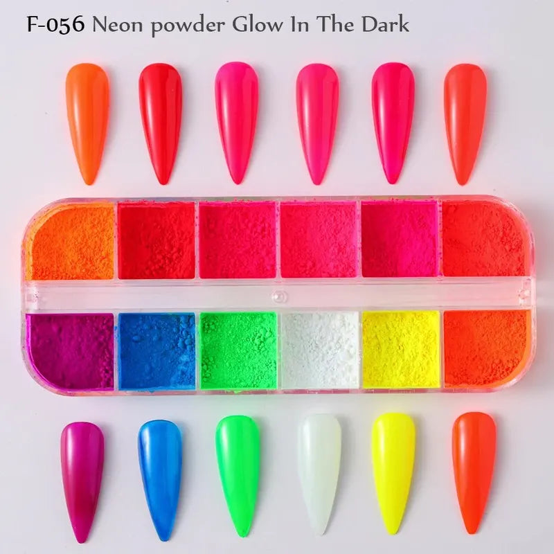 Colorful Neon Powder Glitter for Nails and Crafts - Fluorescent Pigment Dust