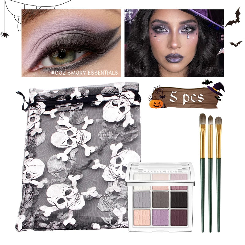Halloween Makeup Set with Eyeshadow Palette, Lipstick, Hair Dye & Brushes