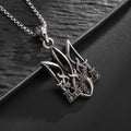 Neptune Poseidon Trident Necklace Pendant Men Jewelry Silver