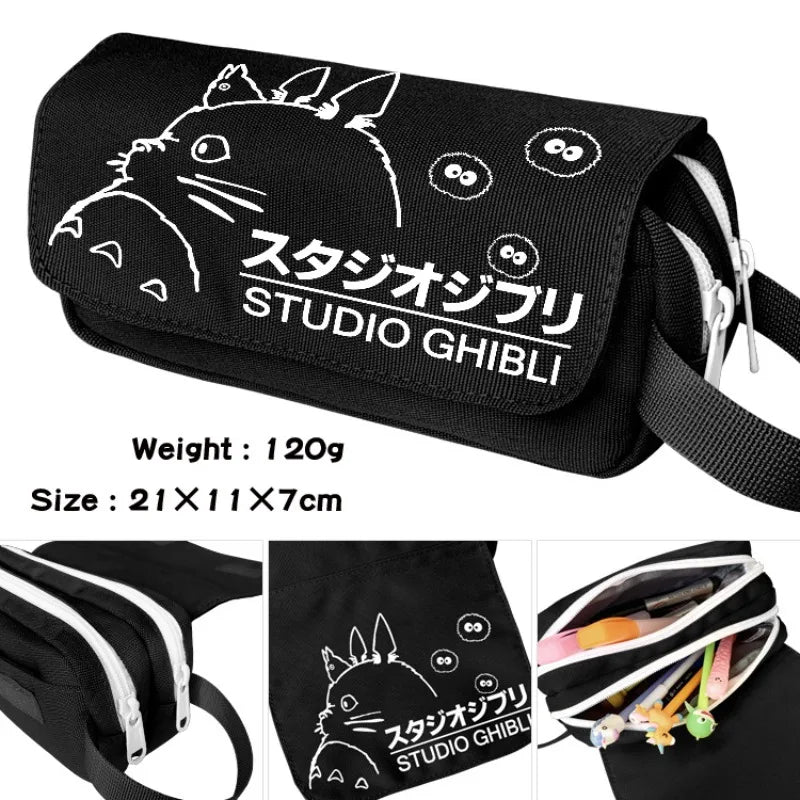 Anime Cartoon Pencil Case Waterproof Canvas Pen Bag Stationery Organizer