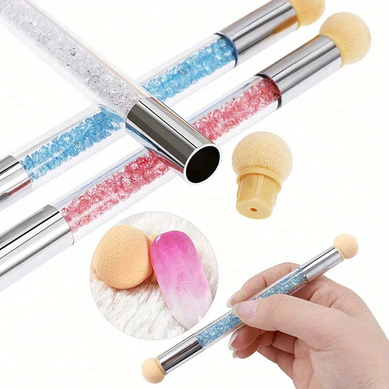 Nail Art Dotting Pen with Gradient Brush & Glitter Powder for Manicure - Multiple Colors