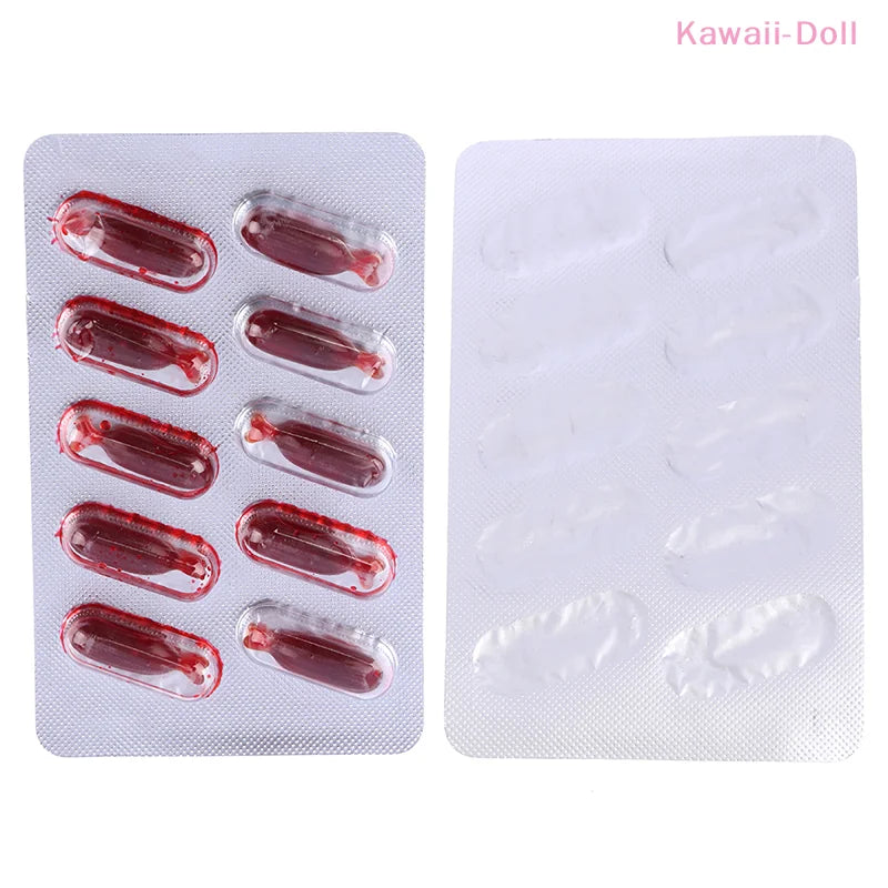 Fake Blood Capsules for Halloween Makeup & Pranks - 10pcs