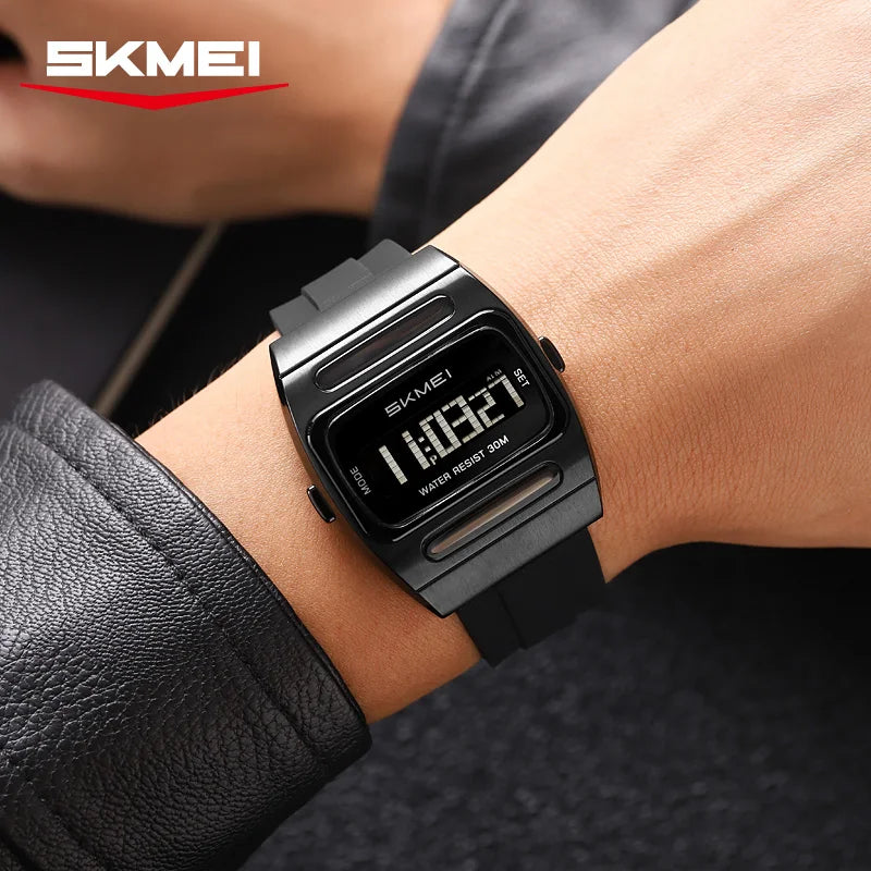 Digital Men’s Watch with Alarm Calendar Solar Power Luminous Display