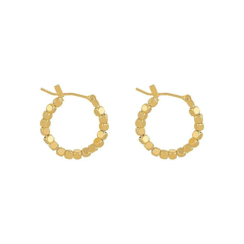925 Sterling Silver Gold Circle Sparkling Clip-On Earrings for Women Jewelry Gift