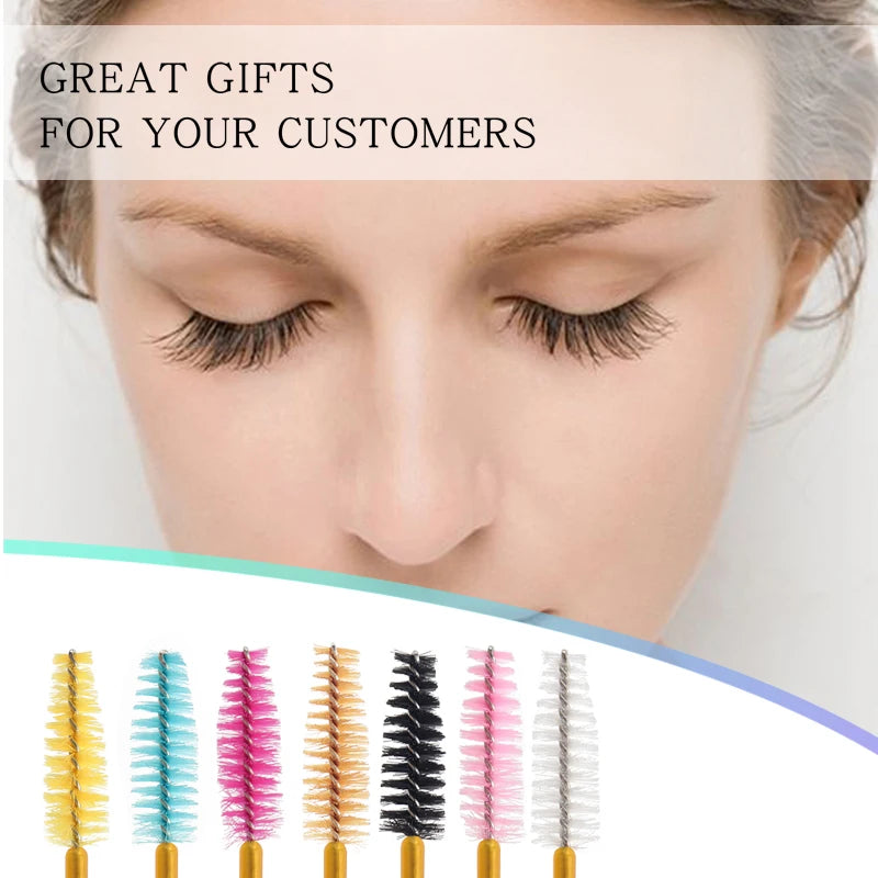 50Pcs Disposable Eyelash Makeup Brush Mascara Wands - Mini Eye Lash & Eyebrow Comb Set