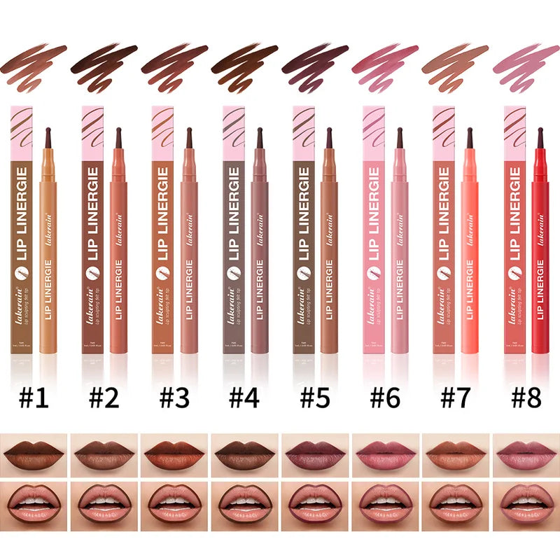 Waterproof Lip Liner Pencil - Long Lasting, No Transfer, 8 Colors, Flexible Felt Tip