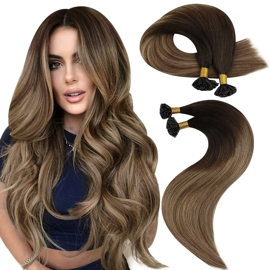 U Tip Hair Extensions - 100% Human Remy Blonde Brazilian Hair, Multiple Lengths & Quantities