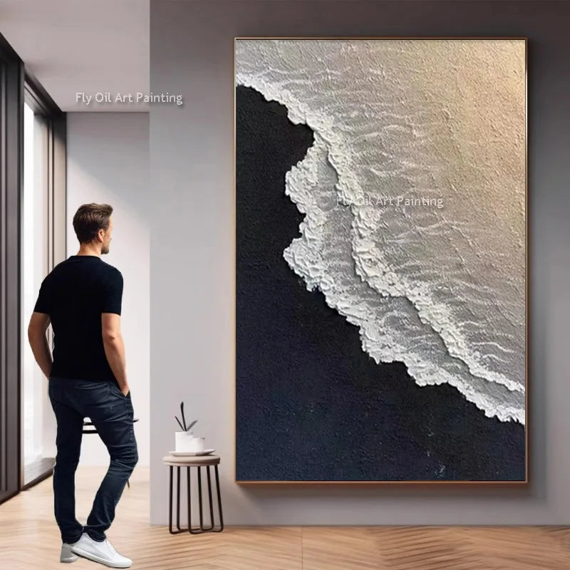 Abstract Seawaves Oil Painting Wall Art - Handmade Canvas Decor