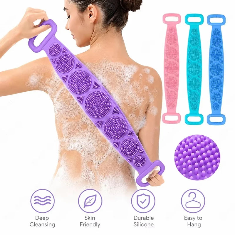 Silicone Back Massage & Exfoliating Bath Sponge - Shower Body Scrubber