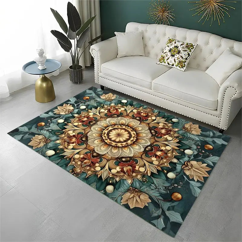 Bohemia Mandala Yoga Flower Area Rug Non-slip Carpet for Home & Living