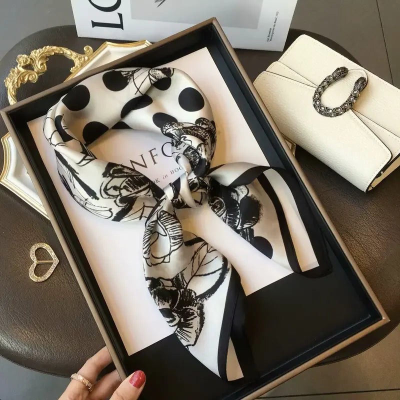 Silk Square Scarf for Women - Fashionable Headscarf & Bag Strap Accessory