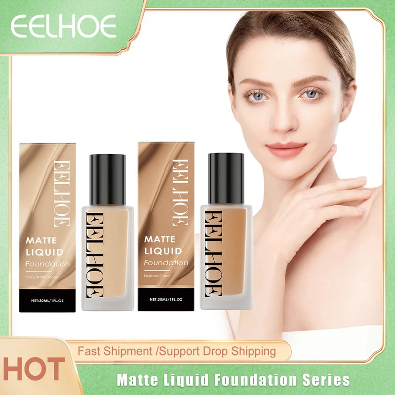Matte Liquid Foundation Long Lasting Waterproof Full Cover Makeup Base Concealers