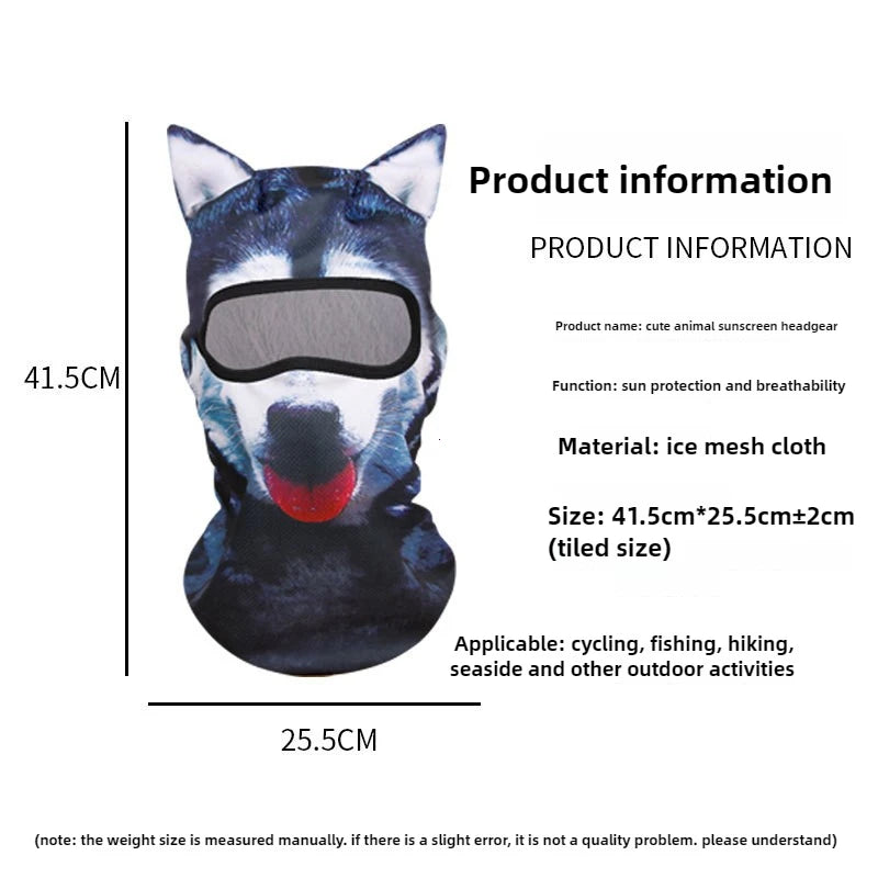 Funny 3D Cat Animal Ski Balaclava with Ears - Unisex Ski Mask Hat for Festivals and Halloween