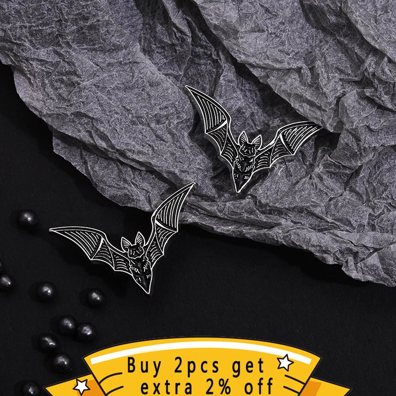 Dark Punk Style Enamel Bat Brooch Gothic Jewelry Halloween Gift