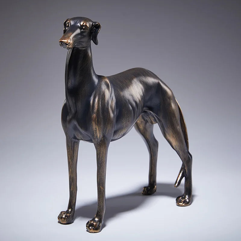 Dog Statue with Antique Bronze Finish Resin Animal Sculpture for Home & Garden Decor