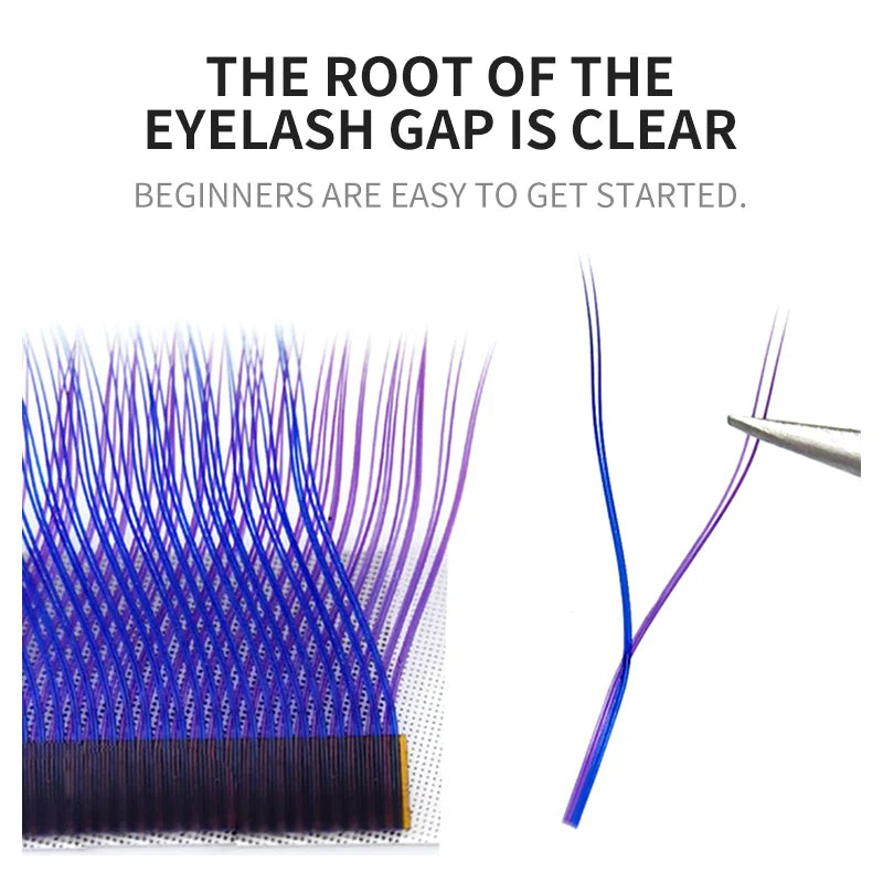 False Eyelashes Extension YY Shape with Ombre Colors and C/D Curl - Natural Look
