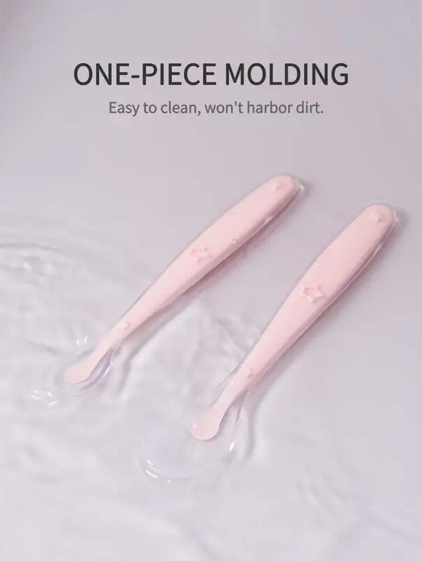 Baby Silicone Spoon Set with Star Pattern - Large & Small Training Spoons for Safe Eating