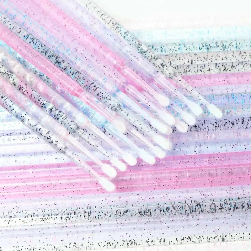 100Pcs Eyelash Cleaning Brushes Micro Cotton Swabs Makeup Remover Tools