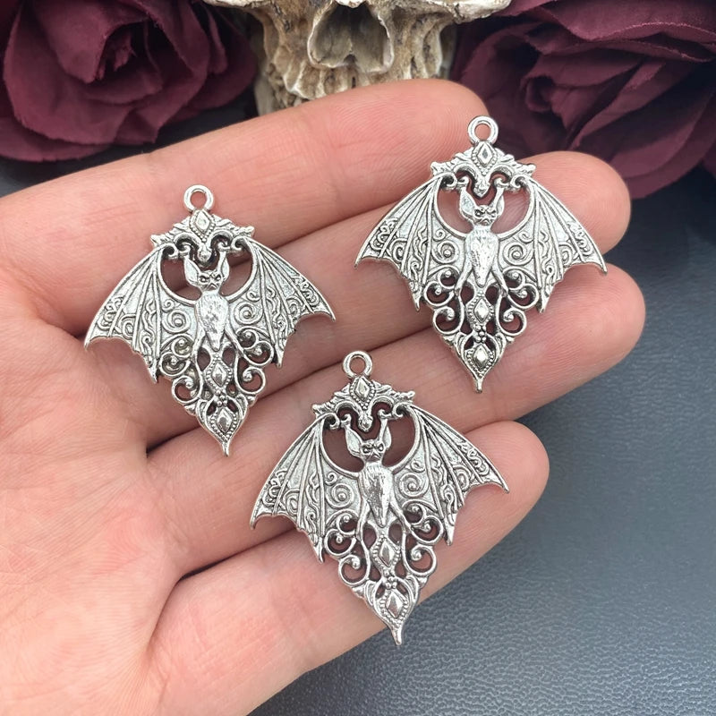 4pcs Gothic Vampire Bat Charms Halloween Pendant Jewelry Findings