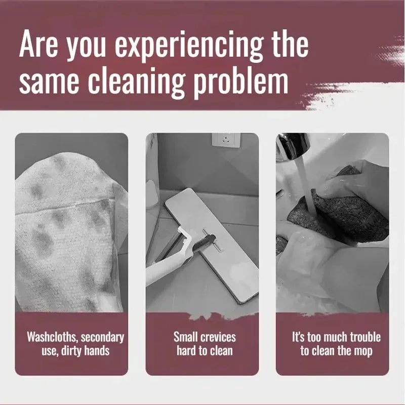 Hands-Free Flat Mop for Face Towels and Floor Cleaning - Reusable Swivel Mini Mop