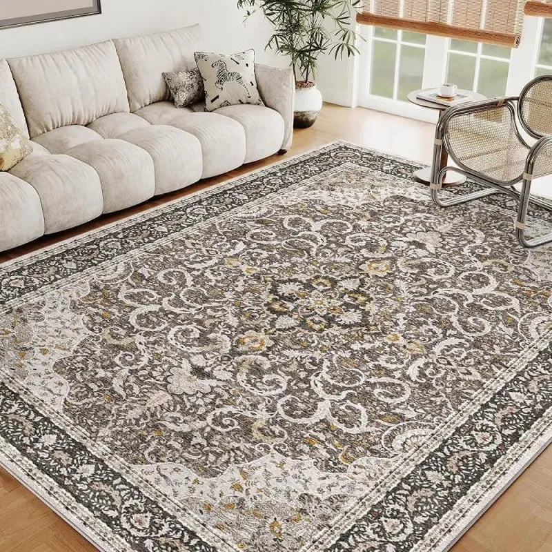 Vintage Persian Rug Non-Slip Floor Mat for Living Room and Bedroom