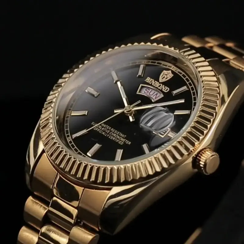 Men's Waterproof Steel Strap Quartz Watch with Calendar Night Light - Business Casual