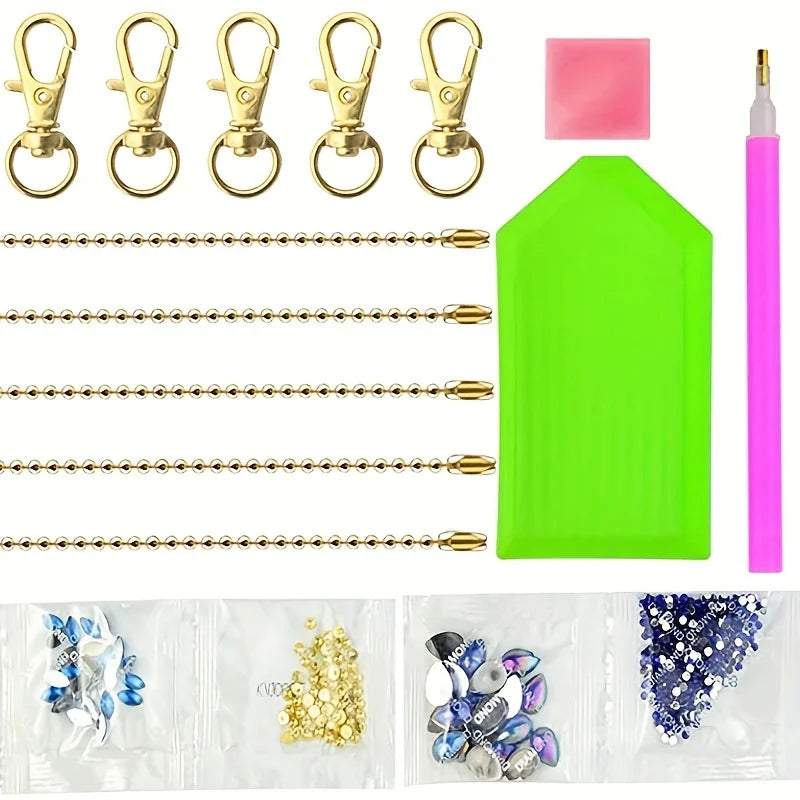 DIY Diamond Painting Butterfly Keychain Kit - 5 Pieces, Christmas & Gift Set