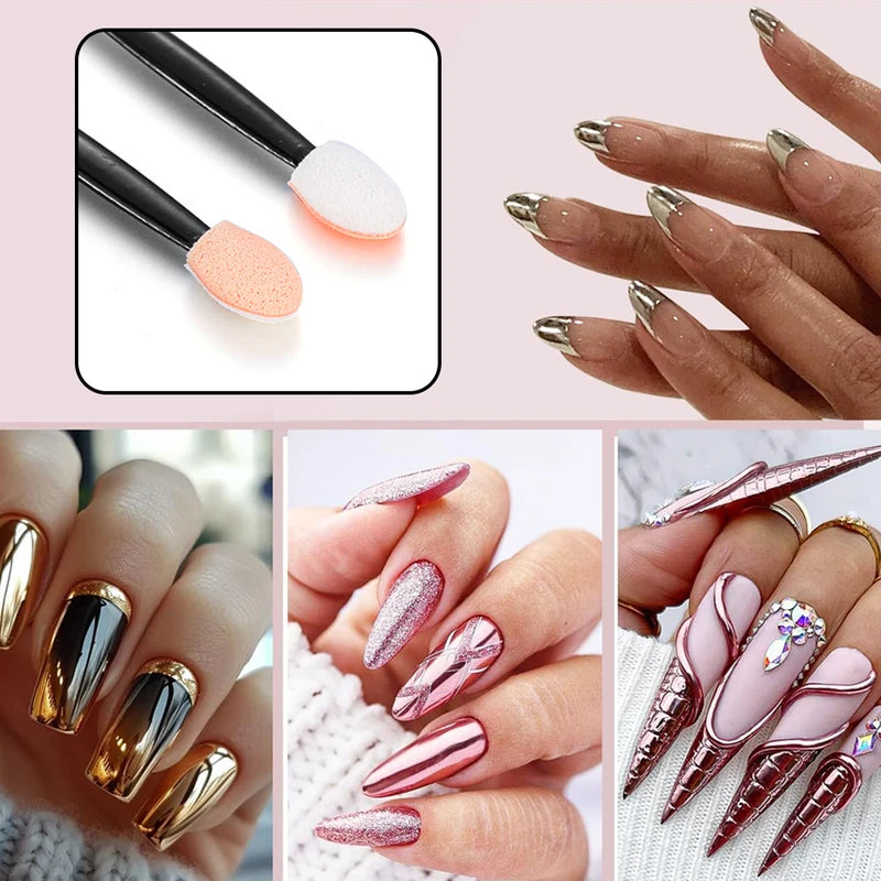 50Pcs Nail Powder Brushes Double Sided Applicator Makeup Tools