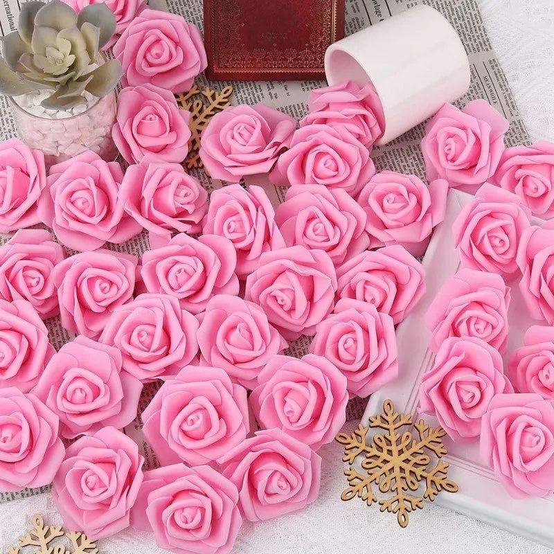 50Pcs Artificial Foam Rose Flowers for Wedding Home Decor Party Bouquets